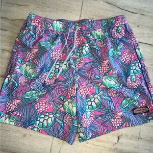 MENS VINEYARD VINES 7” SWIM SHORTS SWIMMING TRUNKS PINEAPPLES MEDIUM PURPLE PINK